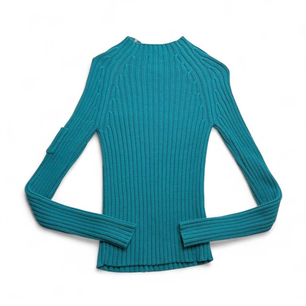 Y2K blue cable knit zip up sweater long sleeve zipper from WET seal Size Small - Picture 7 of 7